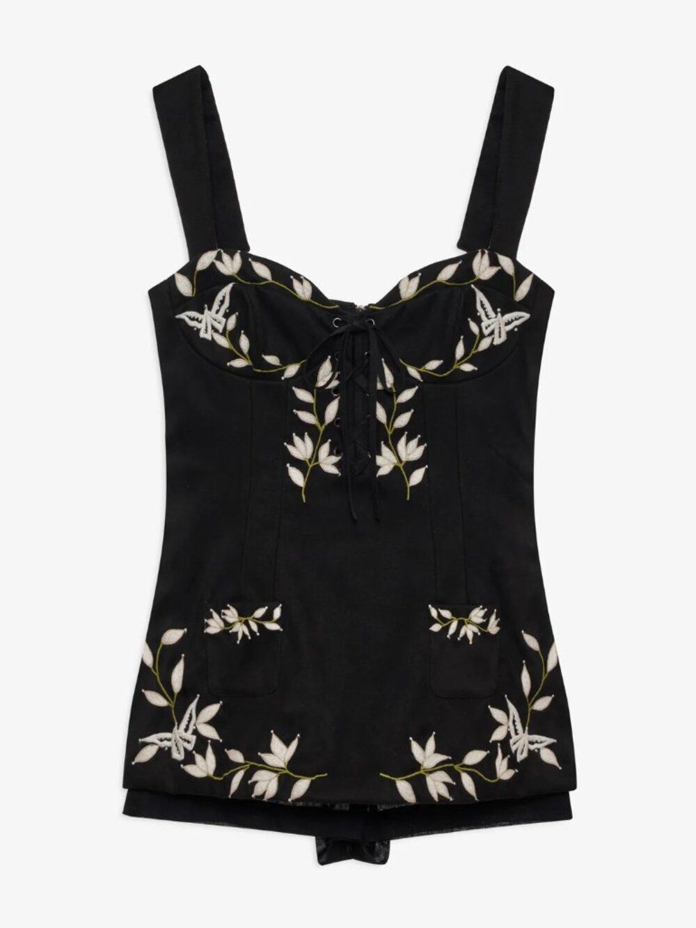 Ship's Today! For Love & Lemons Embroidered Western Romper Onesie | Black XS NWT